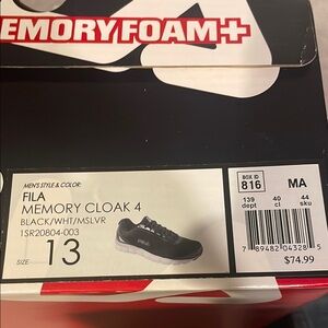 Fila Memory Cloak 4 Men's Shoes - Black/White/Metallic Silver